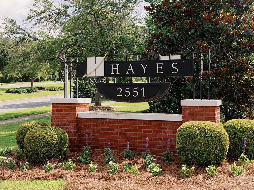 The Hayes headquarters sign at 2551 Welaunee Boulevard, Tallahassee